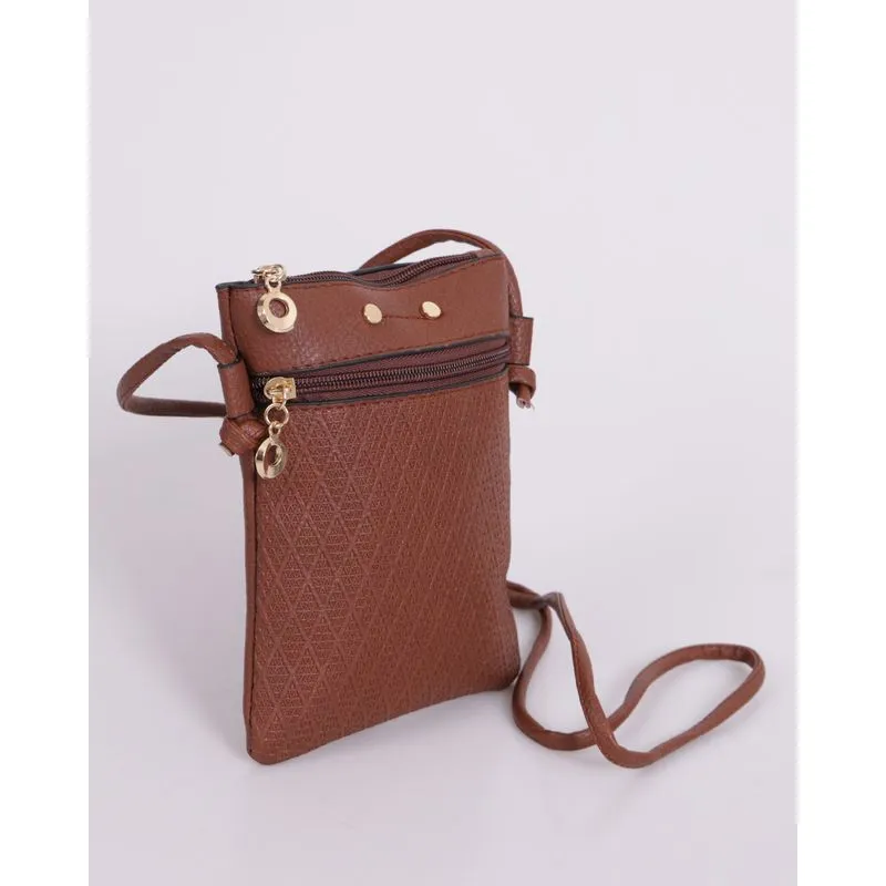 Bolsa Feminina Transversal Pequena Texturizada Marrom UN