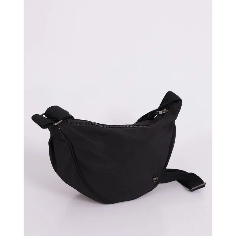 Bolsa Feminina Transversal Meia Lua Alça Ajustavel Preta UN