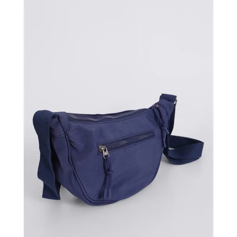Bolsa Feminina Transversal Meia Lua Alça Ajustável Azul UN