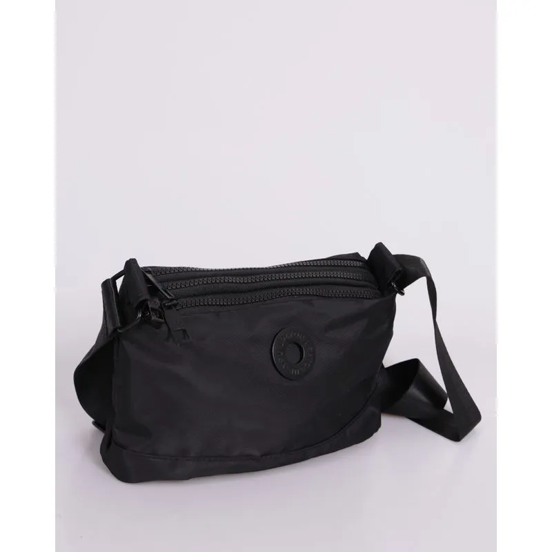 Bolsa Feminina Transversal Aplicação e Zíper Preta UN