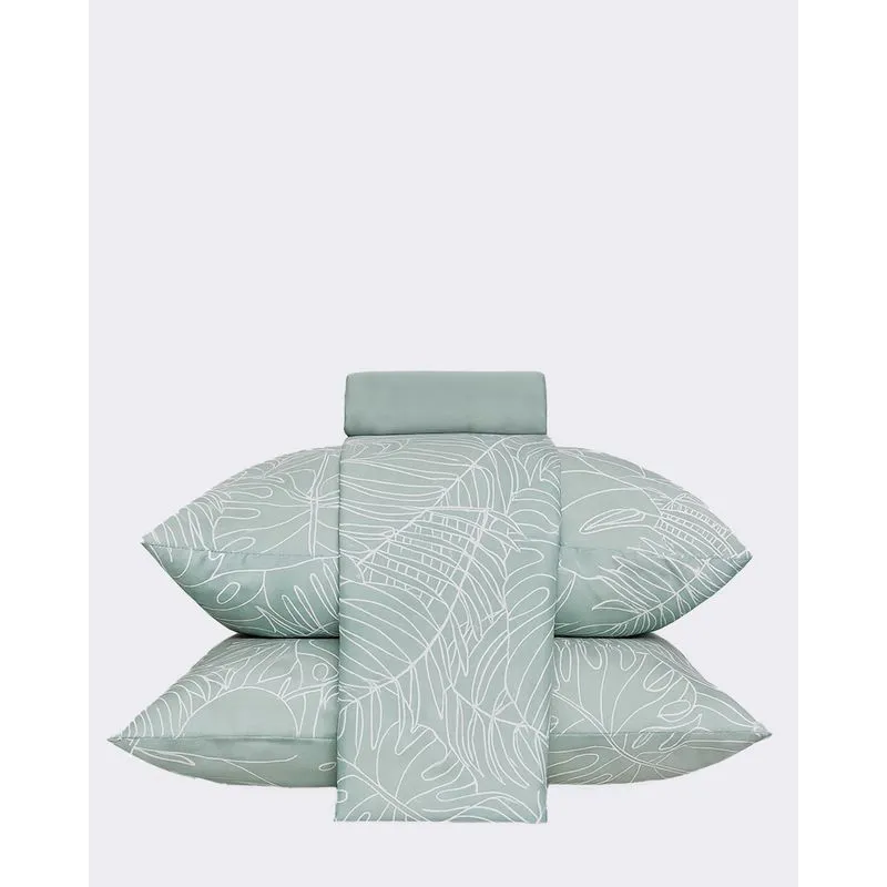 Jogo de Cama King 4 Peças Arte & Cazza Estampado Floral Verde UN