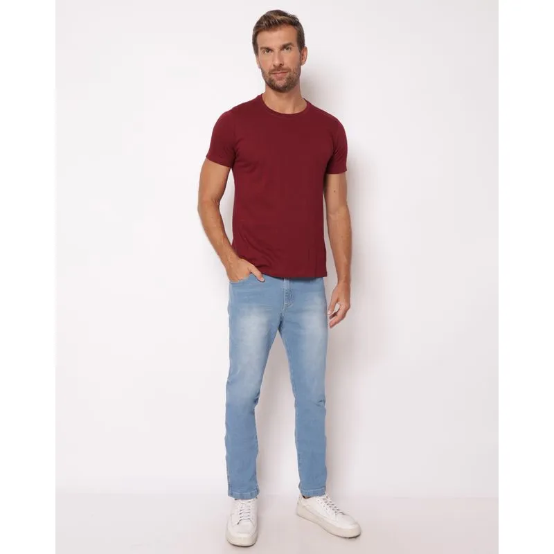 Calça Jeans Masculina Slim Estonado Azul 44
