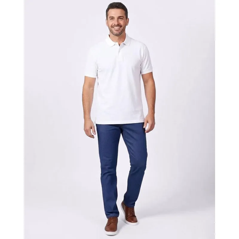 Calça Jeans Masculina Reta com Bolsos Azul 48