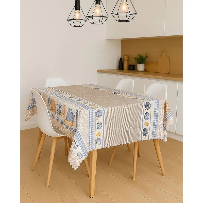 Toalha de Mesa Quadrada Térmica Salehtex Estampada Bege UN