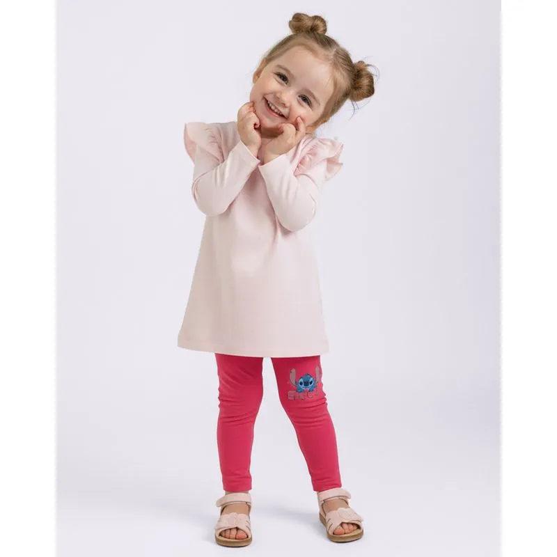 Calça Legging Bebê Estampa com Gliter Stitch Rosa 1