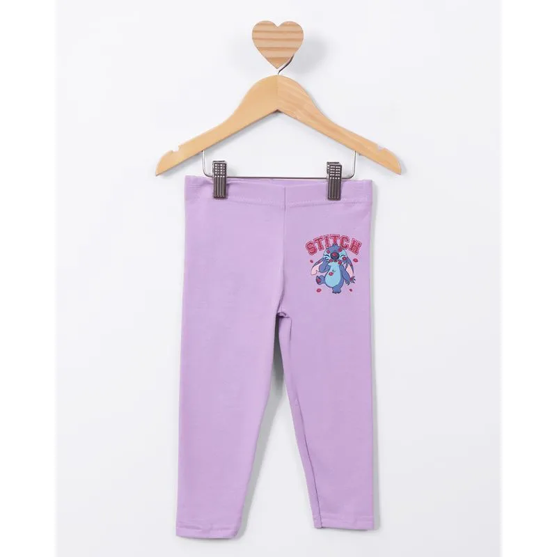 Calça Legging Bebê Estampa Stitch Lilás 1