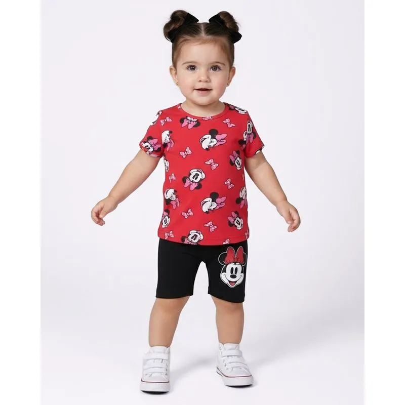 Conjunto Bebê Estampado Disney Minnie Vermelho 1