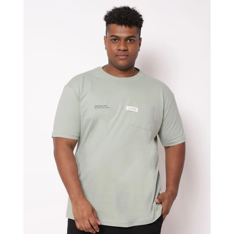 Camiseta Plus Size Masculina Algodão Bolso Frontal Verde G3