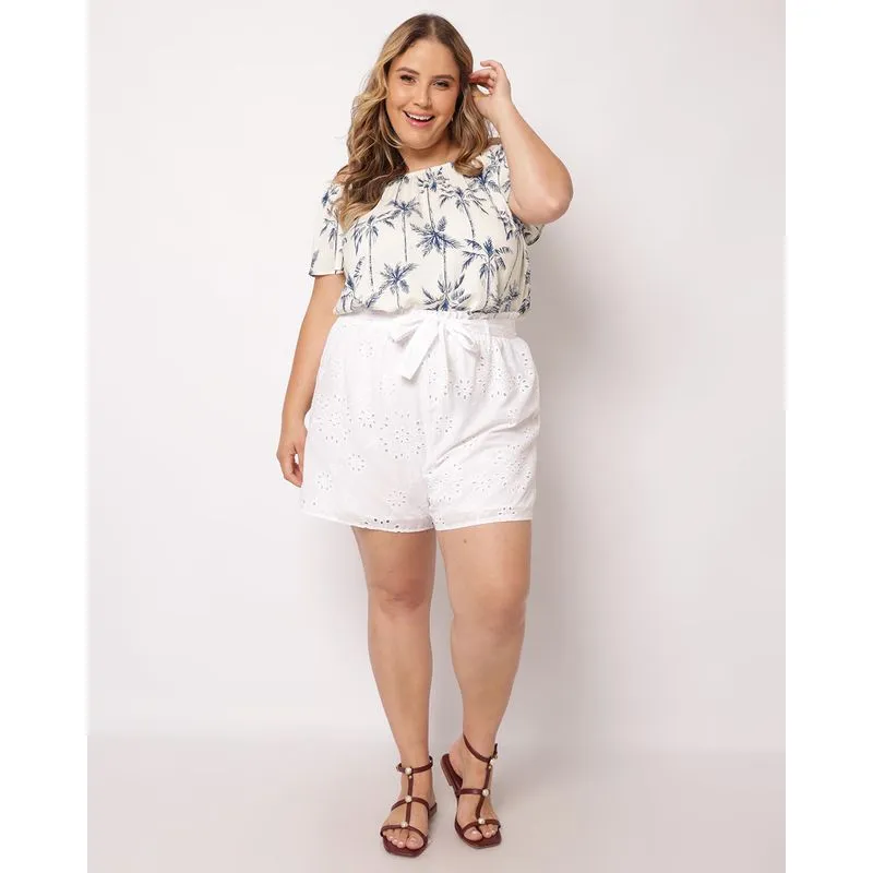 Short Plus Size Feminino Curto Berry & Co. Laise Branco G1