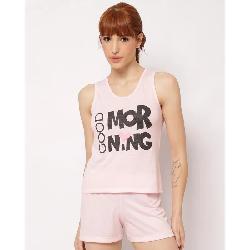 Pijama Feminino Curto Regata com Estampa Rosa GG