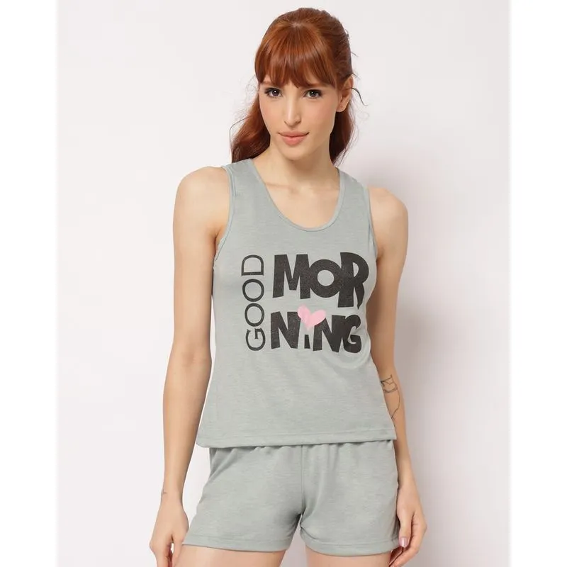 Pijama Feminino Curto Regata com Estampa Verde P