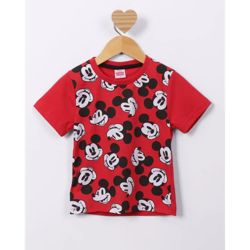 Camiseta Bebê Algodão Mickey Disney Manga Curta Vermelha 2