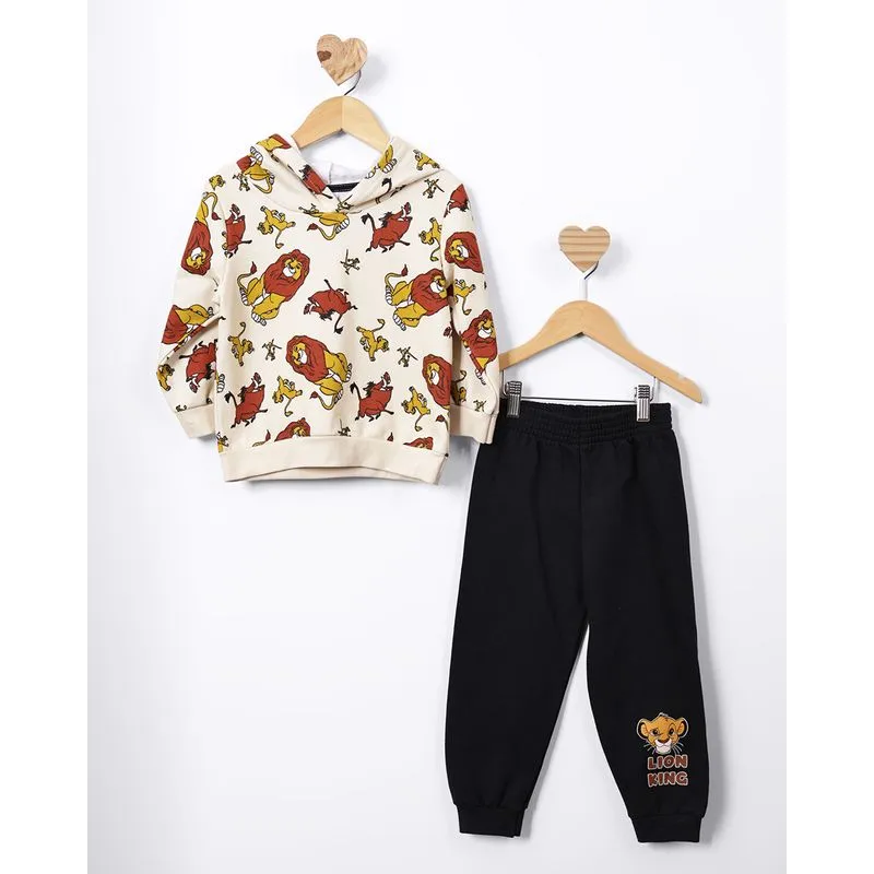 Conjunto Moletom Bebê Algodão com Capuz O Rei Leão Bege 2