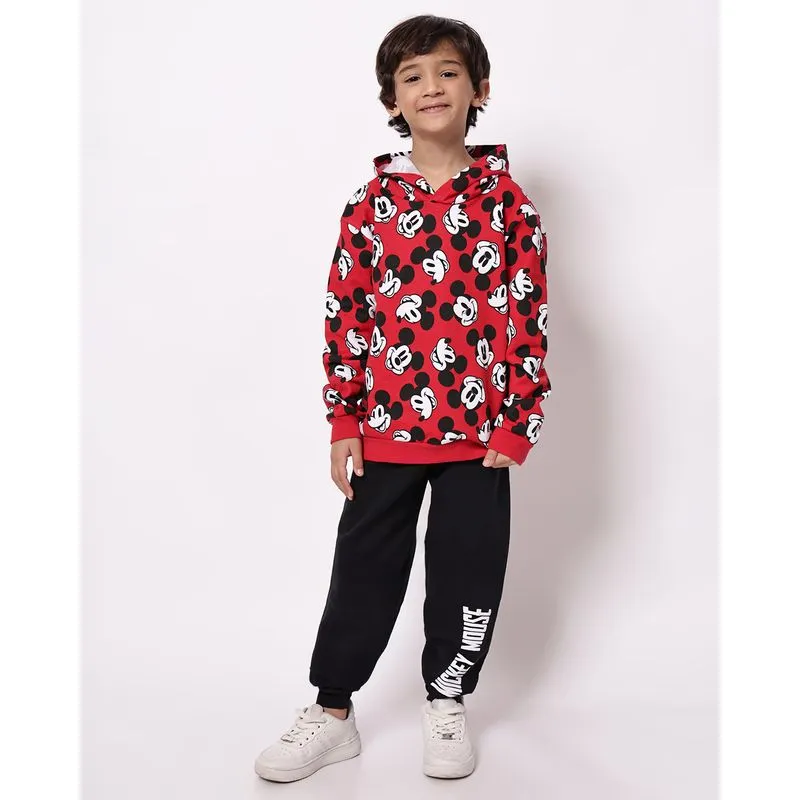 Conjunto Moletom Infantil Algodão com Capuz Mickey Vermelho 6