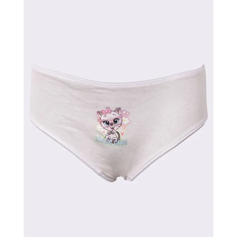 Calcinha infantil Avulsa Tam 4 com Estampas Sortidas Branca 4