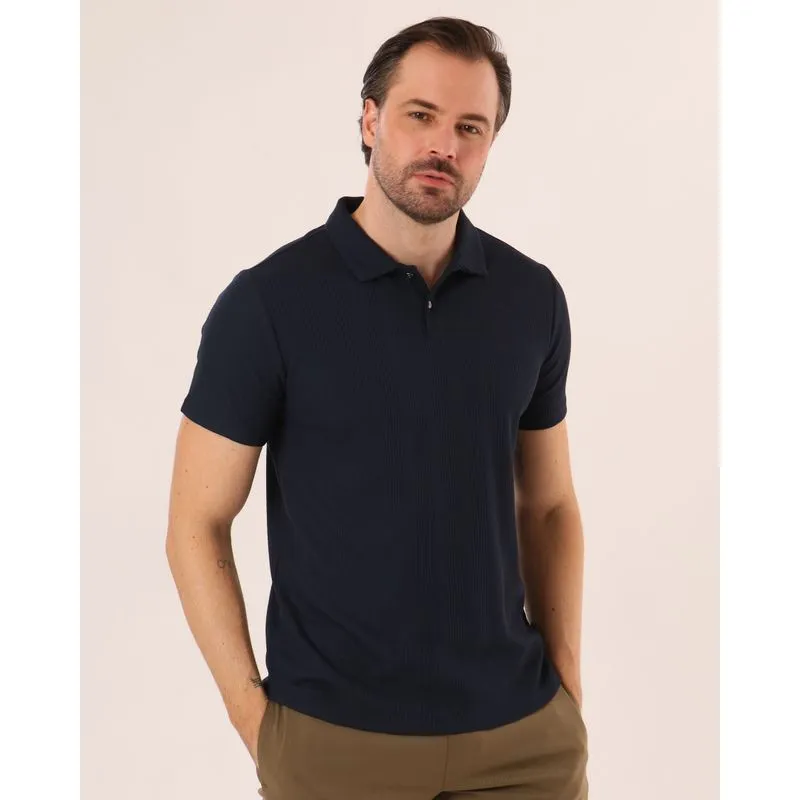 Camisa Polo Masculina Texturizada Marinho P