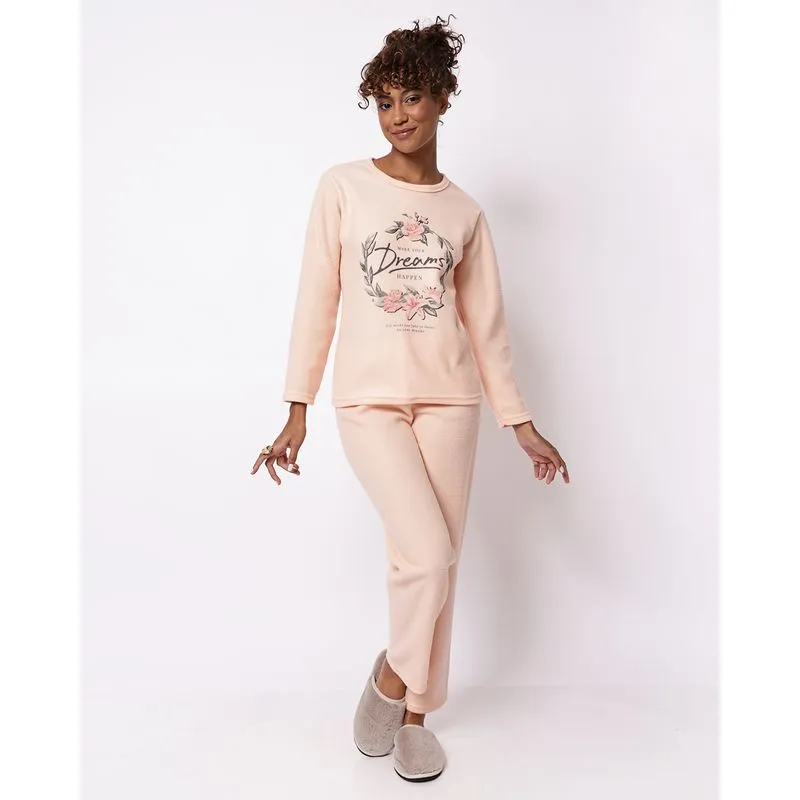 Pijama Feminino Longo Soft com Estampa Floral Laranja G