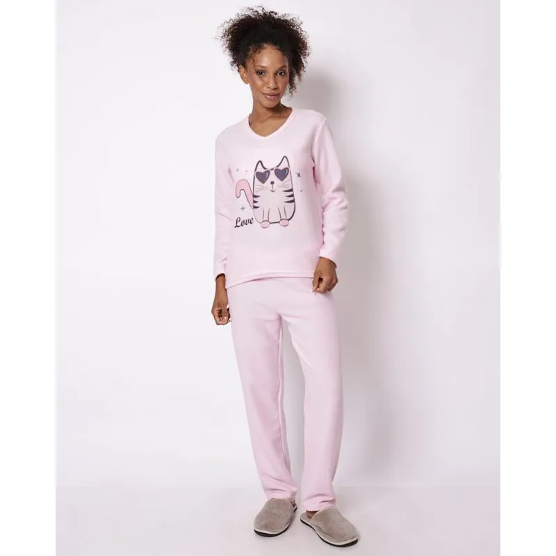 Pijama Feminino Longo Soft com Estampa Rosa M