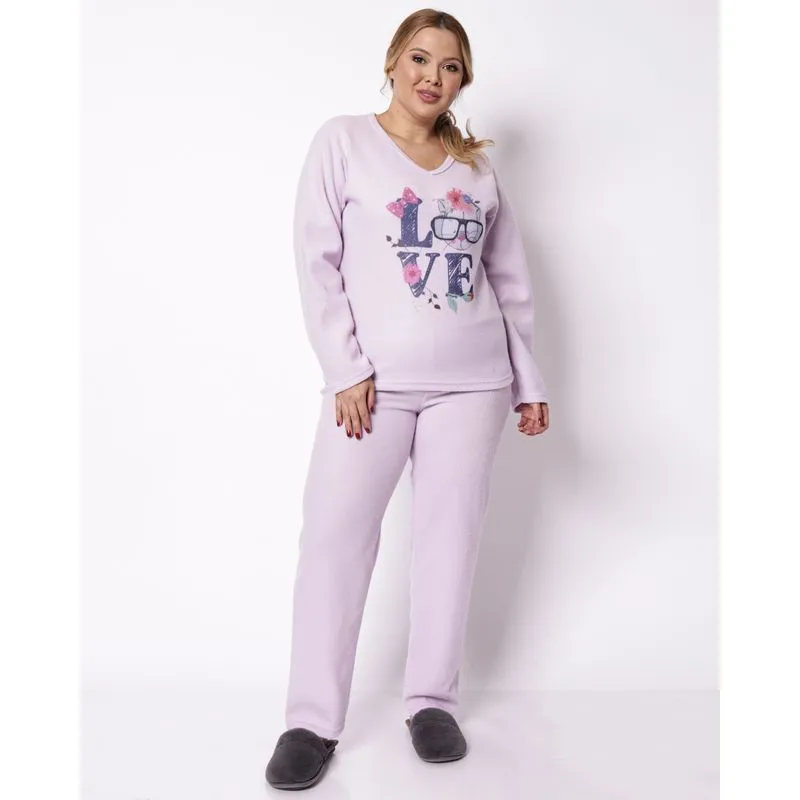 Pijama Plus Size Feminino Longo Soft Lilás 50