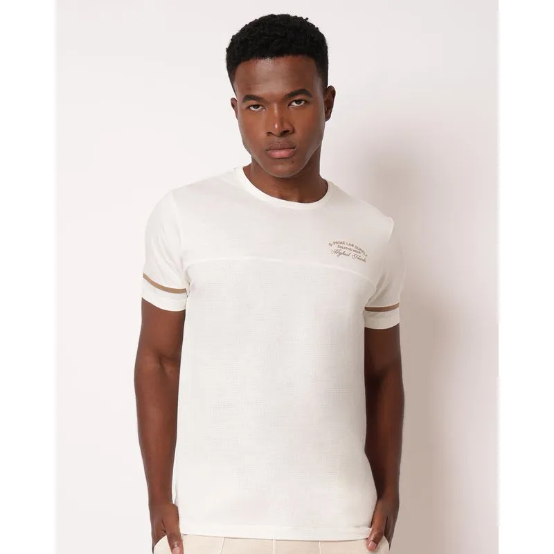 Camiseta Masculina com Recorte Texturizado Off White PP