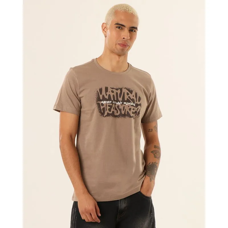 Camiseta Masculina Never Trust Money Marrom Claro G