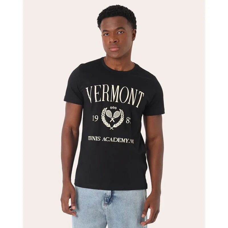 Camiseta Masculina Estampa Vermont Tennis Manga Curta Preta G
