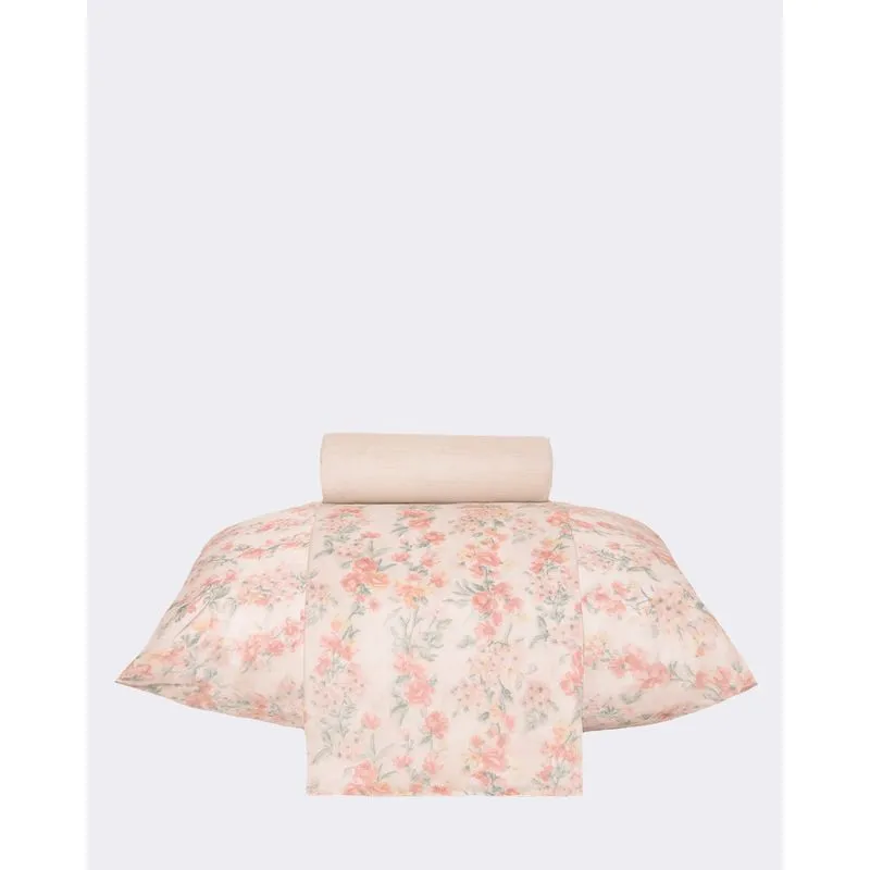 Jogo de Cama Solteiro 3 Peças Andreza Caprice Estampado Floral Bege UN