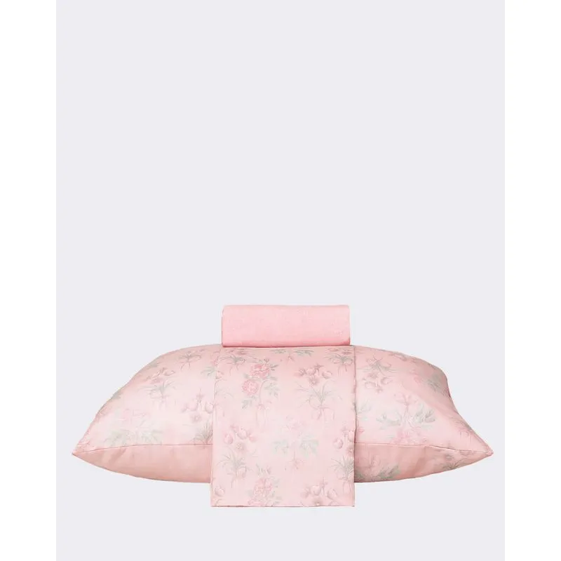 Jogo de Cama Solteiro 3 Peças Andreza Caprice Estampado Floral Rosa UN
