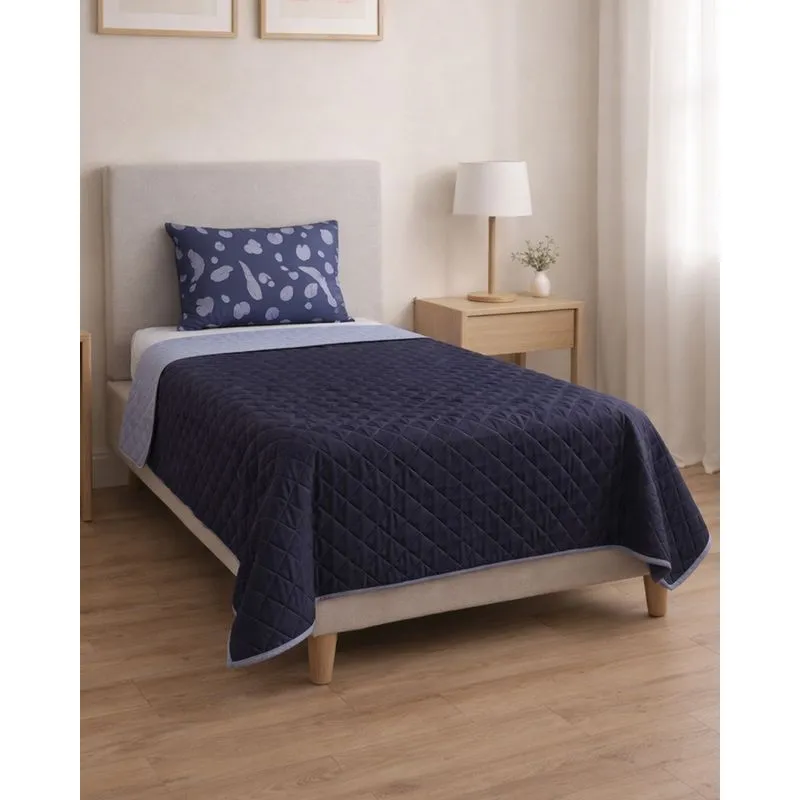 Colcha Solteiro Andreza Dupla Face 150cm x 240cm Matelassê Marinho UN