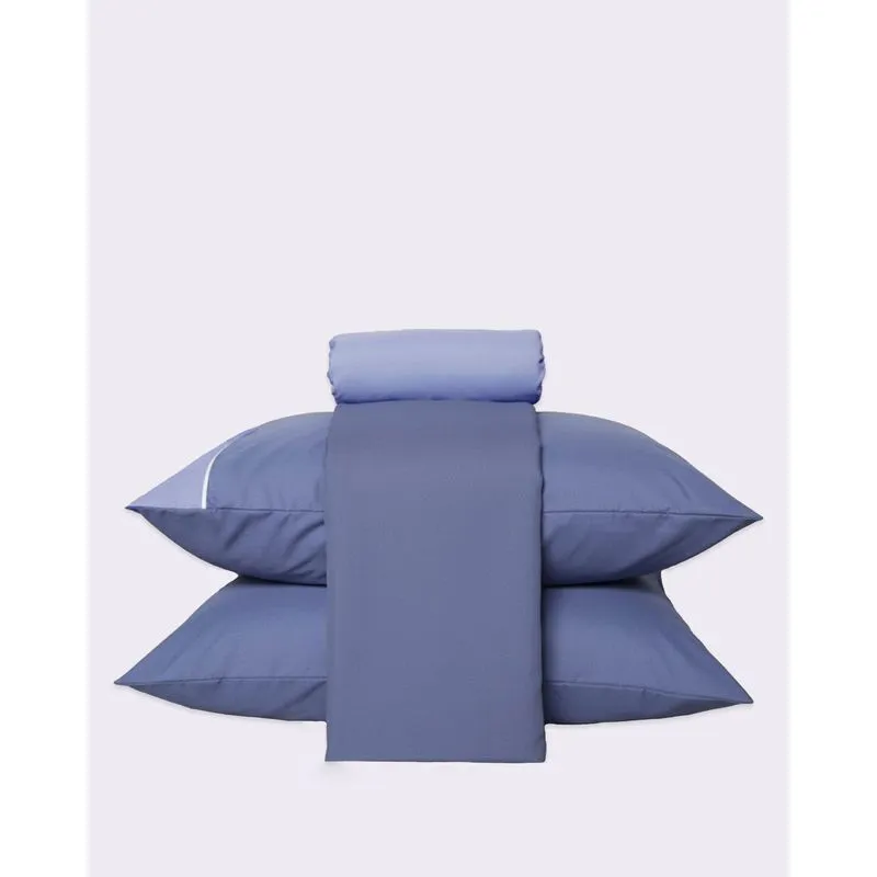 Jogo de Cama Casal 4 Peças Andreza Bicolor Azul UN