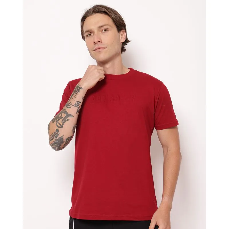 Camiseta Masculina Gangster Algodão Estampa Alto Relevo Vinho GG