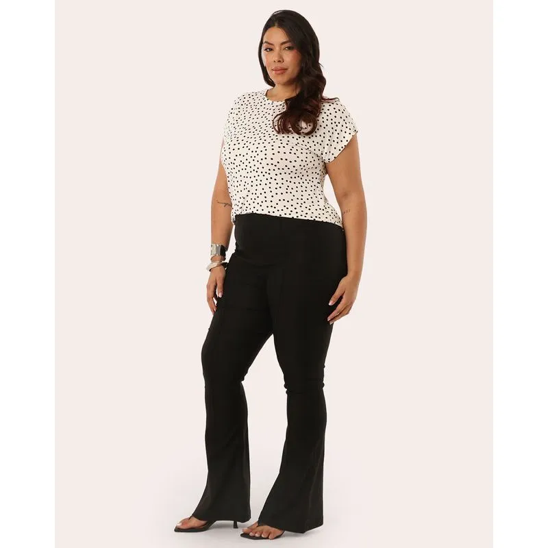 Calça Plus Size Feminina Flare Bengaline Preta G4