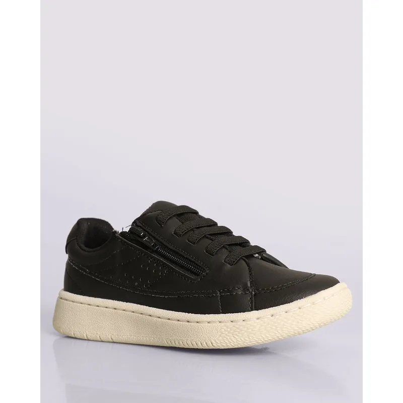 Tênis Infantil Casual com Zíper Lateral Preto 32