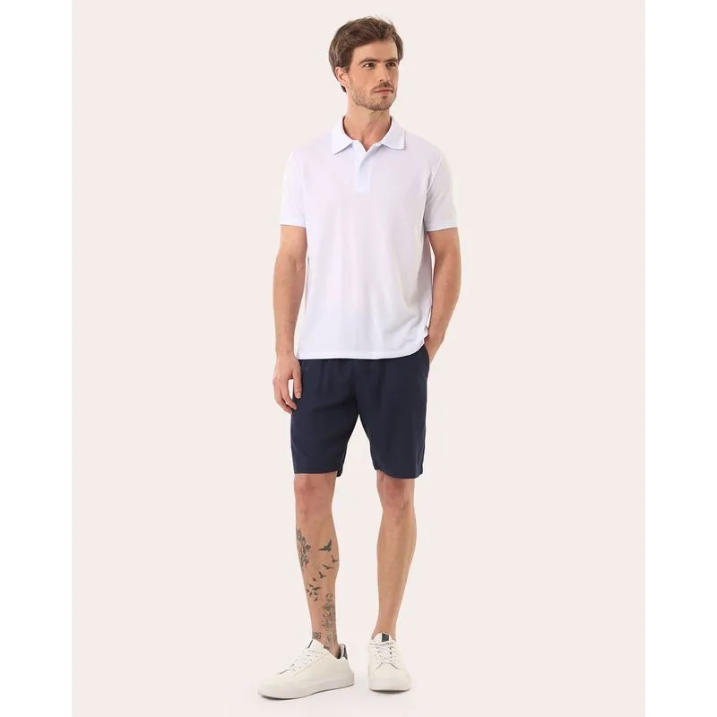 Bermuda Masculina Reta Linho com Bolsos Marinho M