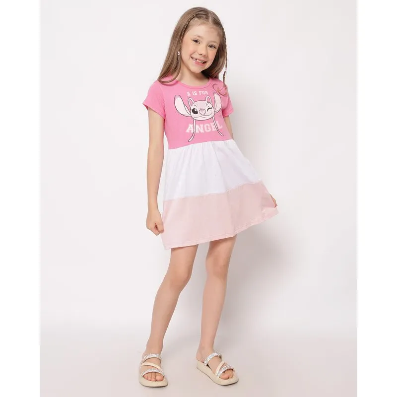 Vestido Infantil Algodão Três Marias Disney Angel Rosa 6