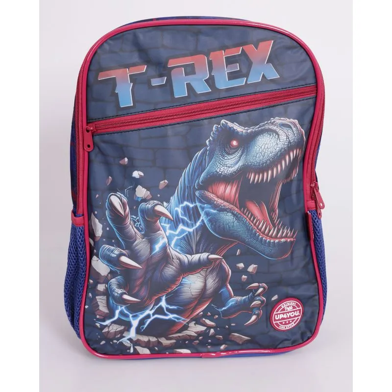 Mochila Infantil Escolar Estampa Dinossauro Azul UN