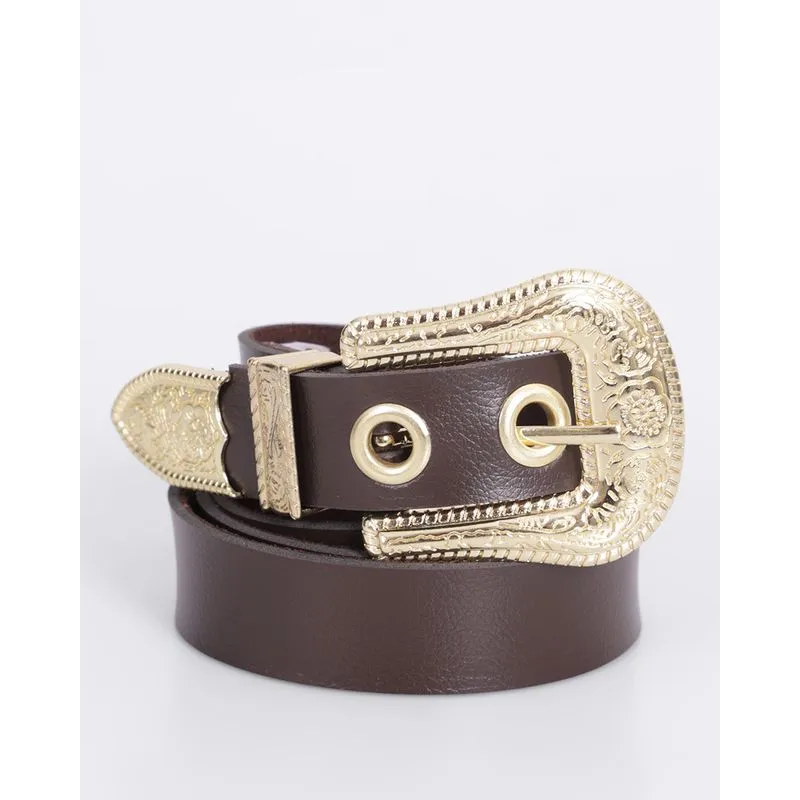 Cinto Feminino Fivela Country Marrom Escuro G