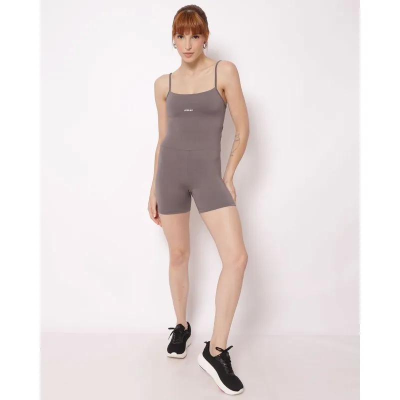 Macaquinho Fitness Feminino Fitter com Recorte nas Costas Cinza M