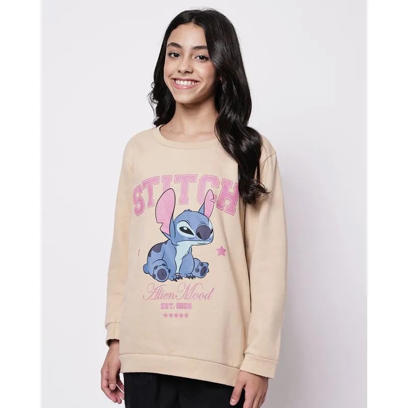 Blusão Moletom Juvenil Algodão Disney Stitch Bege 4