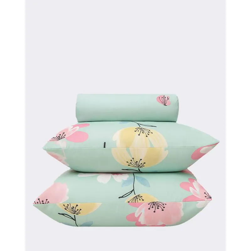 Kit Colcha Casal 3 Peças Arte & Cazza Estampada Floral Verde UN