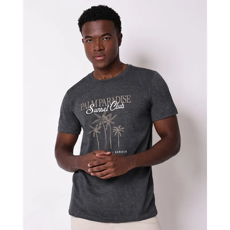 Camiseta Masculina Surf Tropical Cinza Escuro PP
