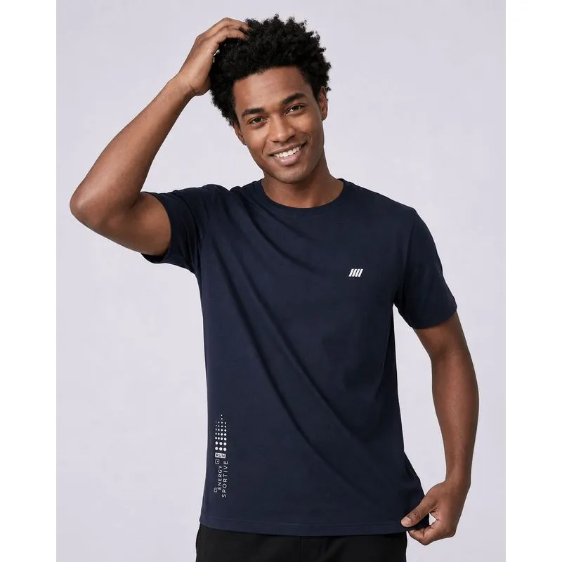 Camiseta Esportiva Masculina Algodão Marinho GG