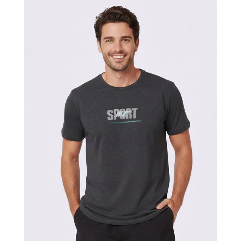 Camiseta Esportiva Masculina Algodão Estampa Frontal Cinza GG