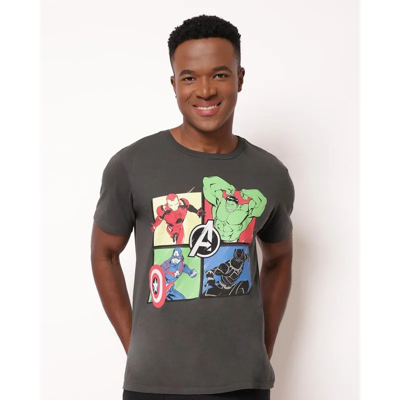 Camiseta Masculina Algodão Marvel Os Vingadores Cinza M