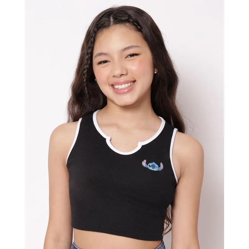 Regata Juvenil Cropped Canelada Disney Stitch Preta 10