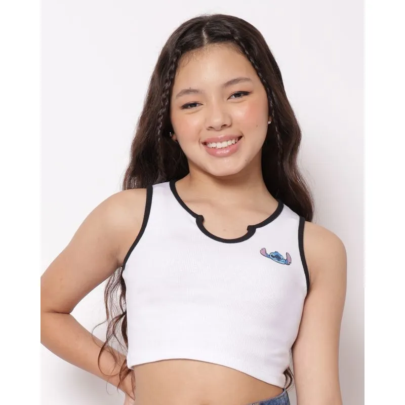 Regata Juvenil Cropped Canelada Disney Stitch Branca 16