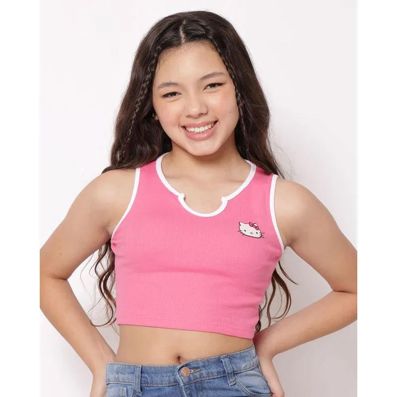 Regata Juvenil Cropped Canelada Hello Kitty Rosa 16