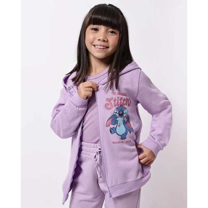 Jaqueta Moletom Infantil Estampa Stitch com Capuz Lilás 10