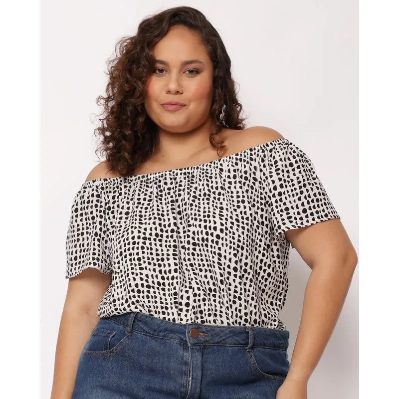 Blusa Plus Size Feminina Berry & Co. Viscose Ciganinha Branca G2