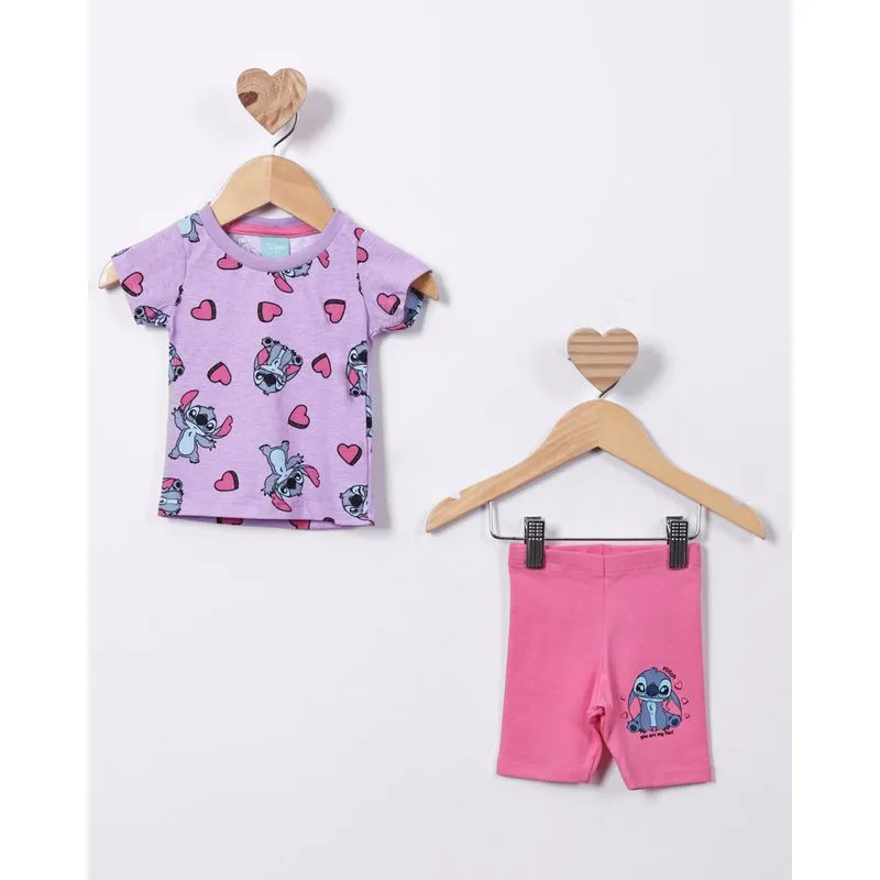 Conjunto Bebê Algodão Disney Stitch Lilás P